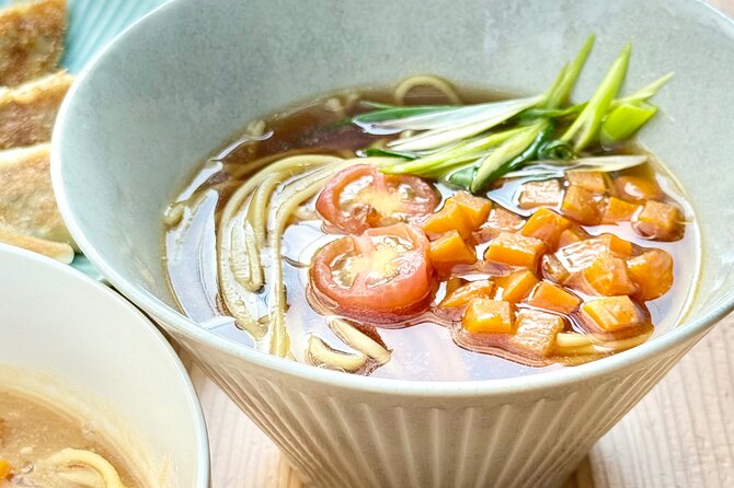 Arashiyama's Best Vegan Ramen & Gyoza Class - Sitting down to eat what you made