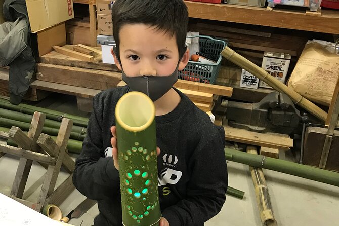 Bamboo LED Lantern Making Experience in Kyoto Arashiyama - Using the drills and workshop tools