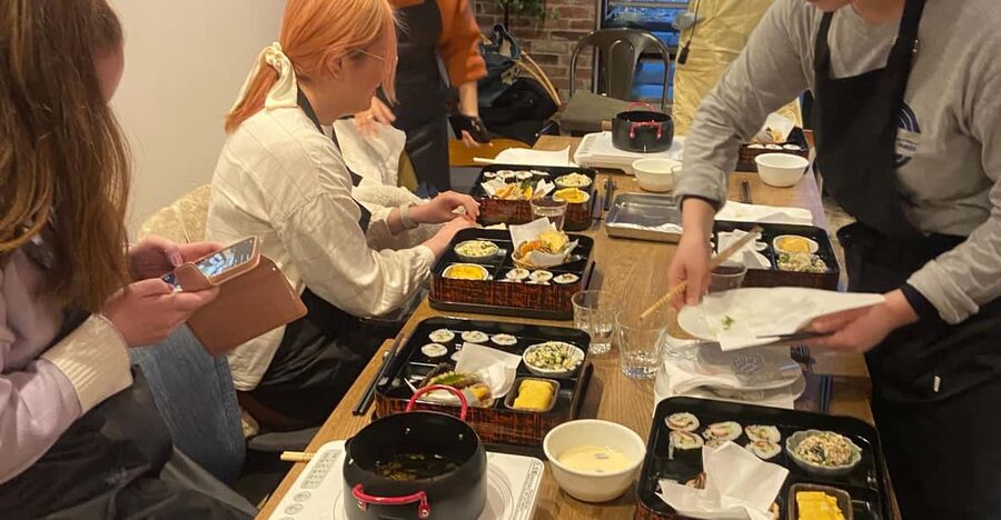 Kyoto: Japanese Washoku Bento Small Group Cooking Class - Sitting down to eat your own bento