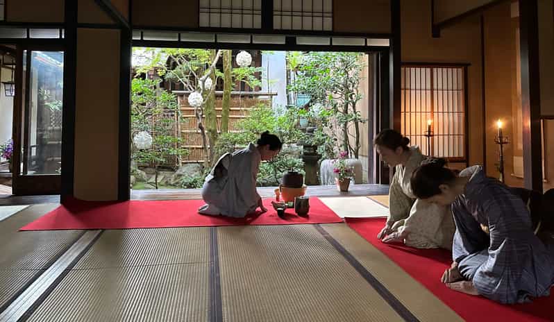 Kyoto: Kimono and Tea Ceremony Experience at Cultural Asset - A tea ceremony in a historic room