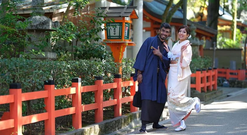 Kyoto Kimono Rental mimosa |Kimono/Yukata Rental Couple Plan - English and Chinese help for first-time renters