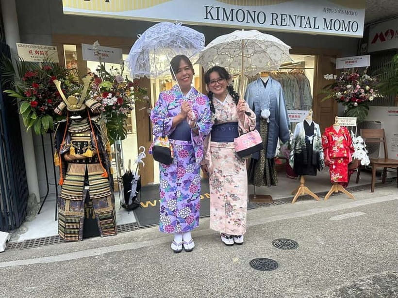 Kyoto: Kimono Rental with Hairstyling and Accessories - Hair styling and the finished look