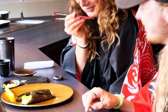 Kyoto Making Wagyu Sushi experience - Making nigiri with wagyu and wasabi