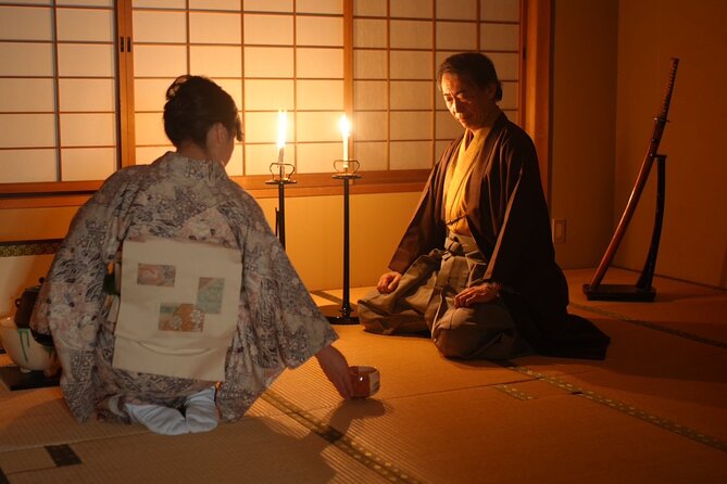 Kyoto Private Tea Ceremony at a Japanese Inns - A candlelit room inside a Kyoto ryokan