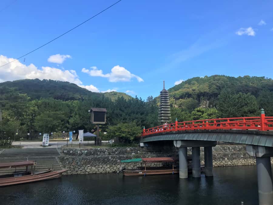 Uji: Green Tea Tour with Byodoin and Koshoji Temple Visits - Crossing the Uji River toward Byodo-in